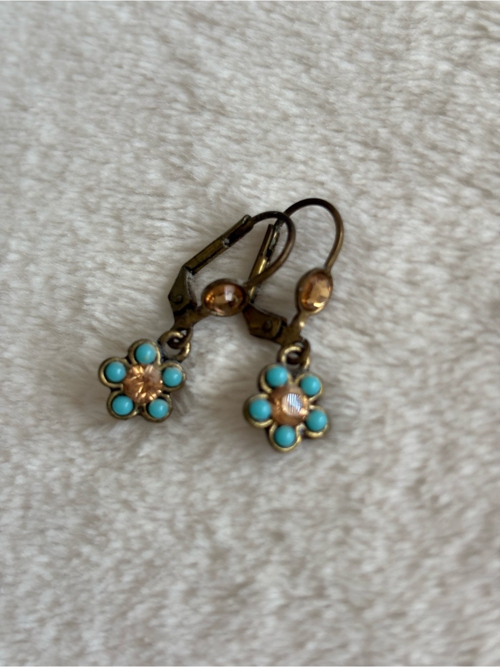 Michal Negrin Turquoise Flower Drop Earrings